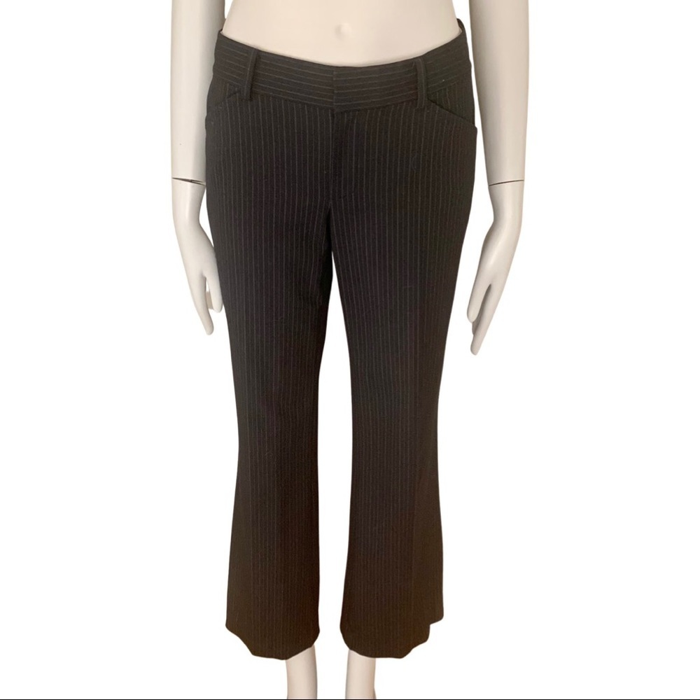 ELIE TAHARI Blue Pinstripe Slim Flare Dress Pants